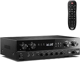 Donner Stereo Receivers Home Audio Amplifier, Premium 1000W Max Power 4 Channel Amplifier with Bluetooth 5.3, USB, FM, 2 Mic-in, Echo, RCA, Fiber/Coaxial Input for Home, Karaoke, Theater Speakers