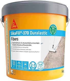 SIKA - Fibre waterproofing - SikaFill 370 Fibers - Grey - 11 lbs | Acrylic paint with glass fibres – For decks and terraces – Bridge fissures – Long-lasting protection
