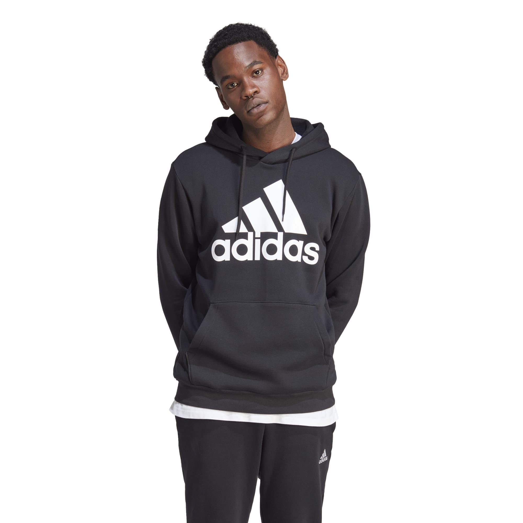 adidas Mens Essentials Fleece Logo Hoodie Casual Outerwear Casual - Red