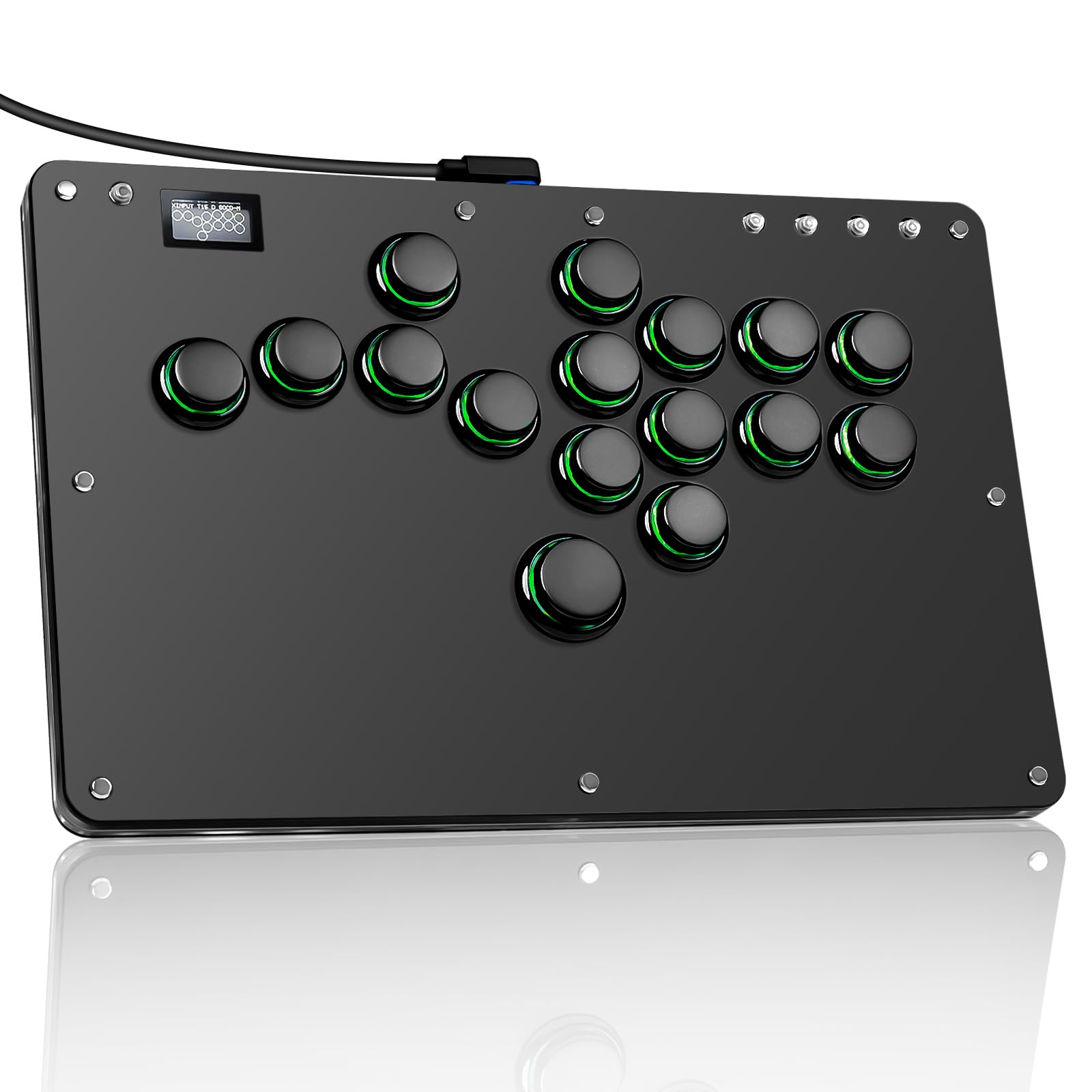 Haute42 Leverless Arcade Stick, Hot-Swap 16-Key Fighting Controller (Black) | Cu