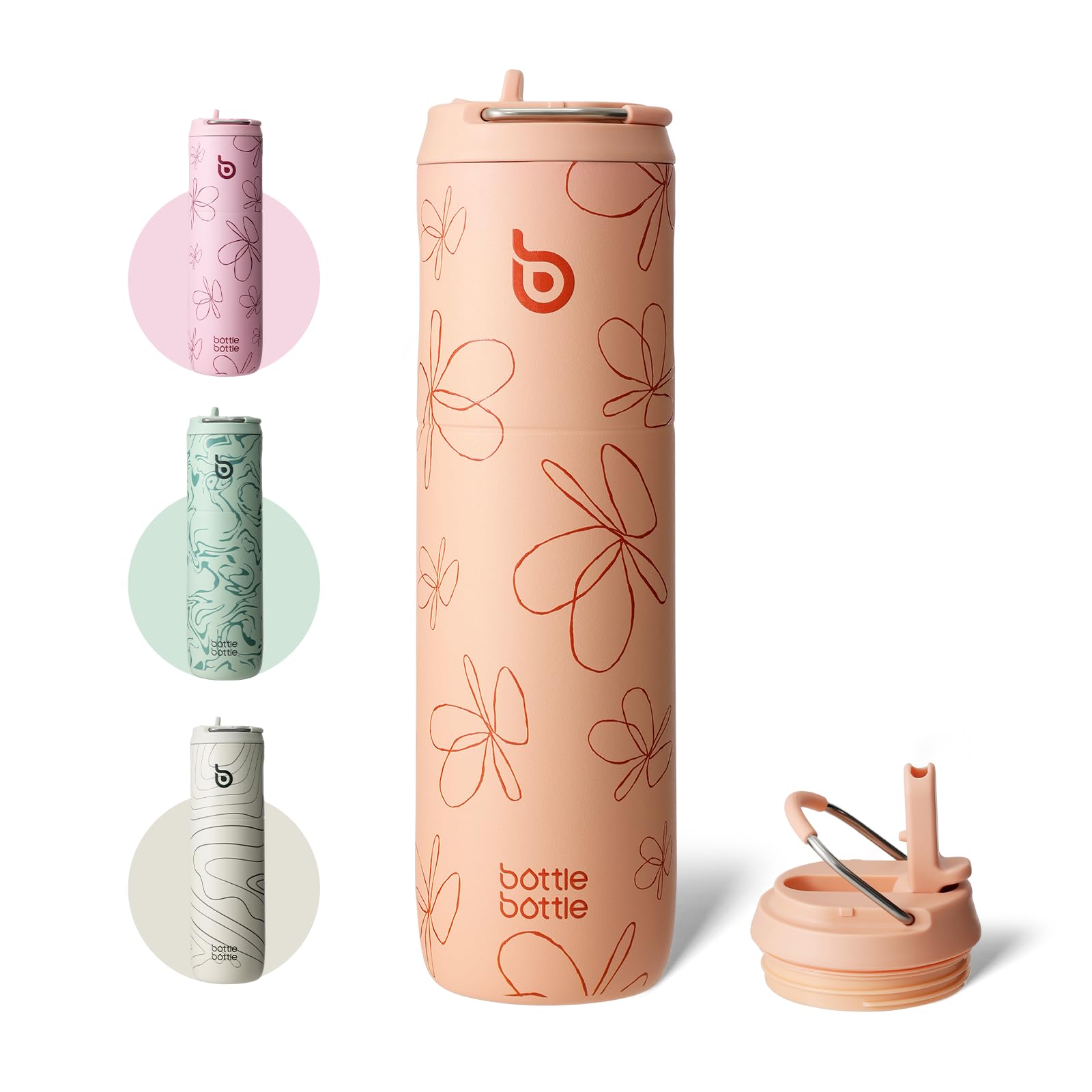 BOTTLE BOTTLE 24oz Insulated Water Bottle with Straw Lid and Handle Sports Trave