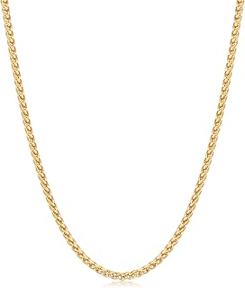 Fiusem 14K Gold Plated Wheat Chain Necklace for Men, 2/2.5/3/4/5mm Stainless Steel Necklace Chains for Men and Women 16-28 Inch