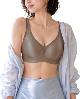 veimia Women's Bra, Smaller Bust, Large Size, Wireless, Deep V, Seamless, High Underarm Flesh Clean, Satin-Style Cup, Modal Blend, Breathable, Non-Transparent, T-Shirt Bra, Summer, Commuting to Work