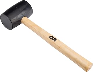 OX Trade Black Rubber Mallet 16oz / 450g, Non-Marking Hammer, Wooden Handle | Quality Head with Sturdy Wooden Handle, Ideal for Softer Touch Tasks - Tiling, Furniture Assembly, Automotive, Landscaping