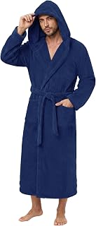 PJGGZ Men's Bathrobe with Hood, Soft Long Towel Robe for Men - Super Absorbent Quick Dry yet Warm