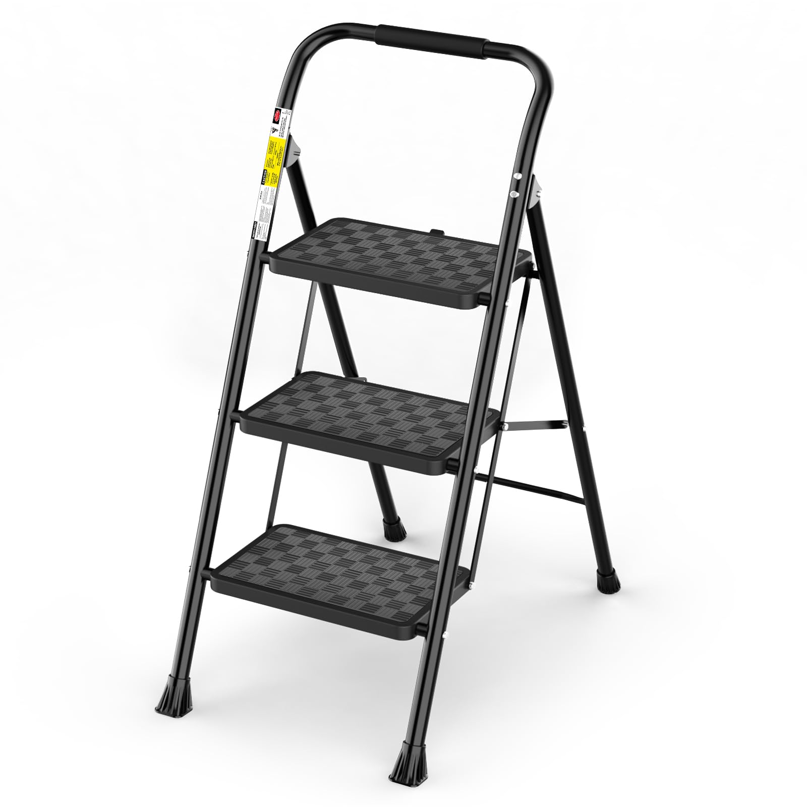 HBTower 3 Step Ladder, Step Stool Foldable for Adults | Wide Anti-Slip Pedal, Li