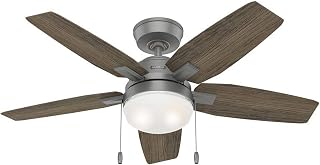 Hunter Fan 44 Inch Matte Silver Indoor Ceiling Fan with LED Light and Pull Chain for Small Room, Baby Room, Kitchen, Basement (Renewed)