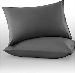 GC GAVENO CAVAILIA Microfiber Pillow Cases 2 Pack - Plain Dyed Housewife Pillowcases - Charcoal - (74x48 cm)
