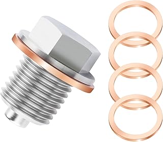 M14x1.5 Magnetic Oil Drain Plug with Crush Washer,Stainless Steel Car Oil Pan Drain Plug Compatible with AMC Acura Buick Chrysler GMC,Anti-rust Car Oils Plugs Bolt (M14x1.5)