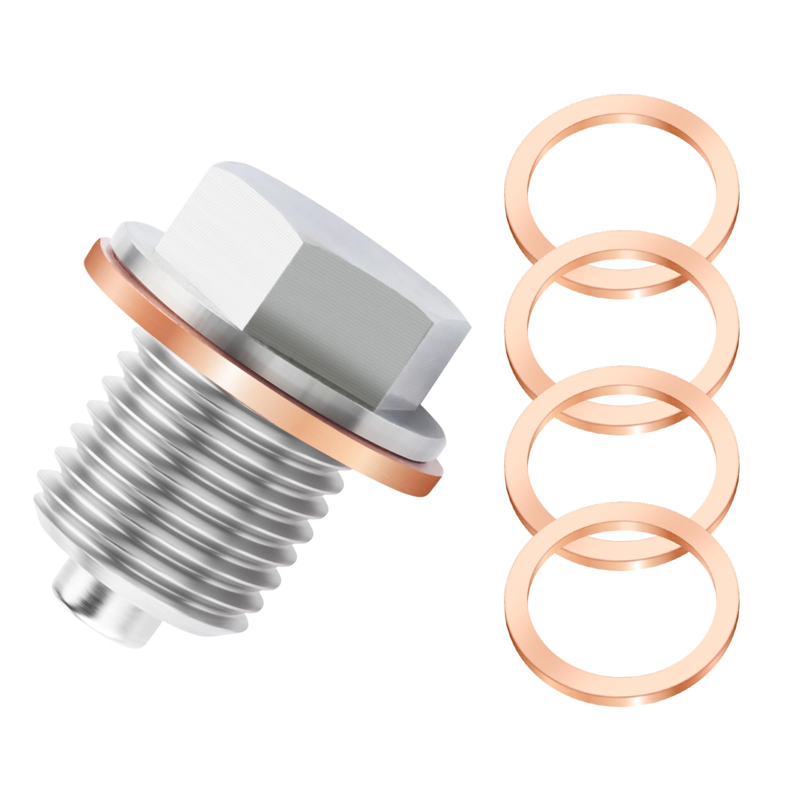 M14x1.5 Magnetic Oil Drain Plug with Crush Washer,Stainless Steel Car Oil Pan Dr