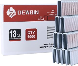 DEWBIN 18 Gauge Narrow Crown Staples, 1000 Cts 5/8-Inch 18GA Heavy Duty Galvanized Upholstery Staples for Electric or Pneumatic Narrow Crown Stapler Guns