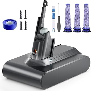 21.6V 8000mAh Rechargeable Replacement Battery for Dyson V7 Series | Providing 32 Minutes of Runtime in Standard Mode, Installs in Just 3 Minutes, Includes 3 Pre Filter and 1 Post Filter