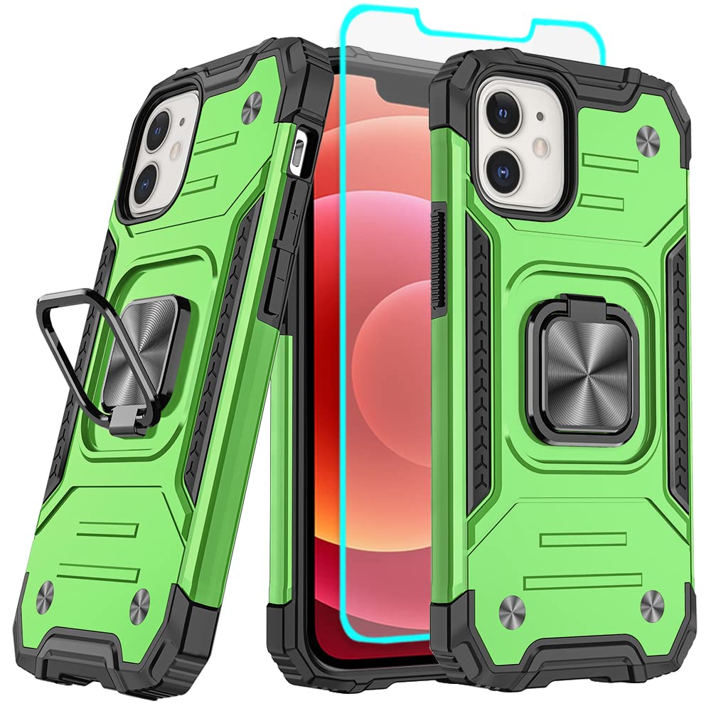 for iPhone 12 Case, iPhone 12 Pro Case with HD Screen Protector, HNHYGETE 360°Mi