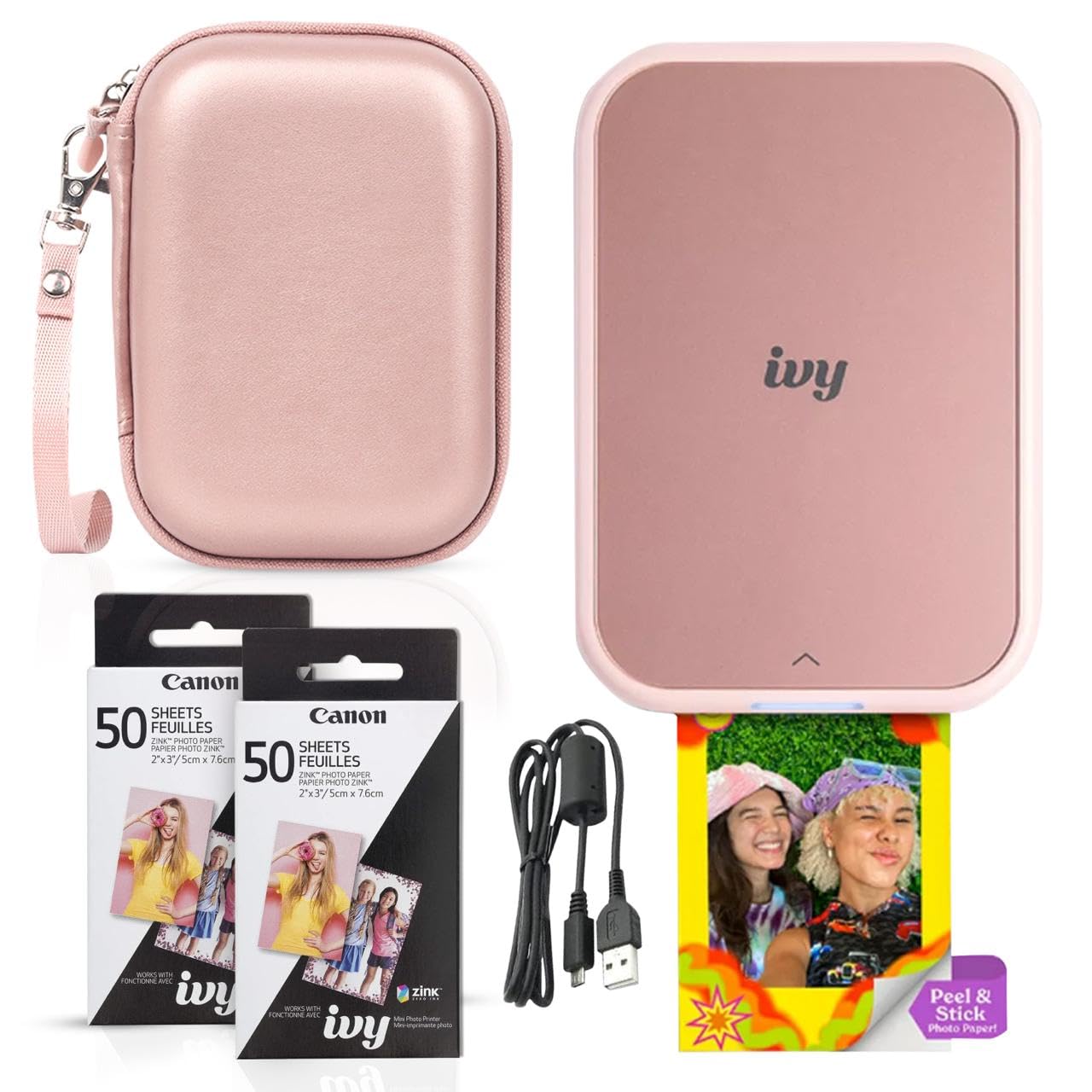 Canon Ivy 2 Mini Photo Printer (Blush Pink) - Bluetooth, Print from iOS & Androi