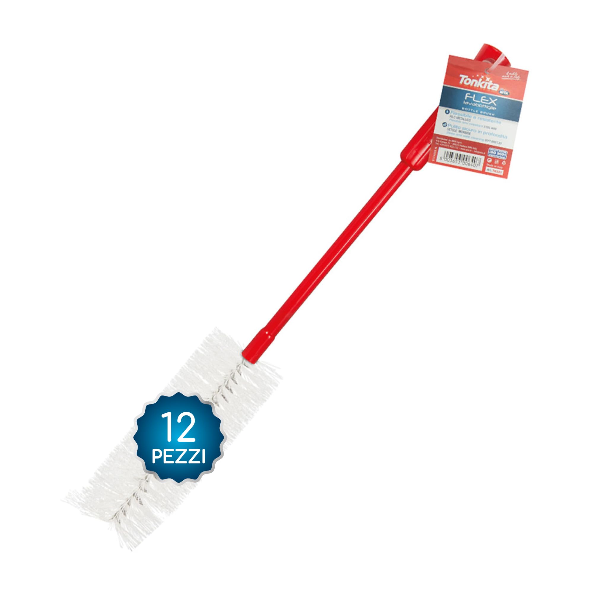 TONKITA | 12 Flex Bottle Wash Brushes, Durable and Flexible Bottle Washers with 
