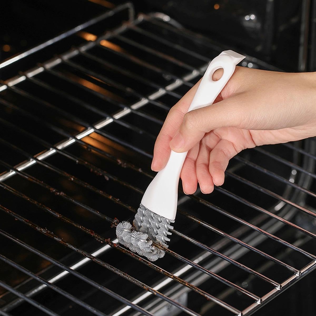 1 x V Shape Grill Brush with Hook and Scraper Multifunction for Grid Cleaning Gr