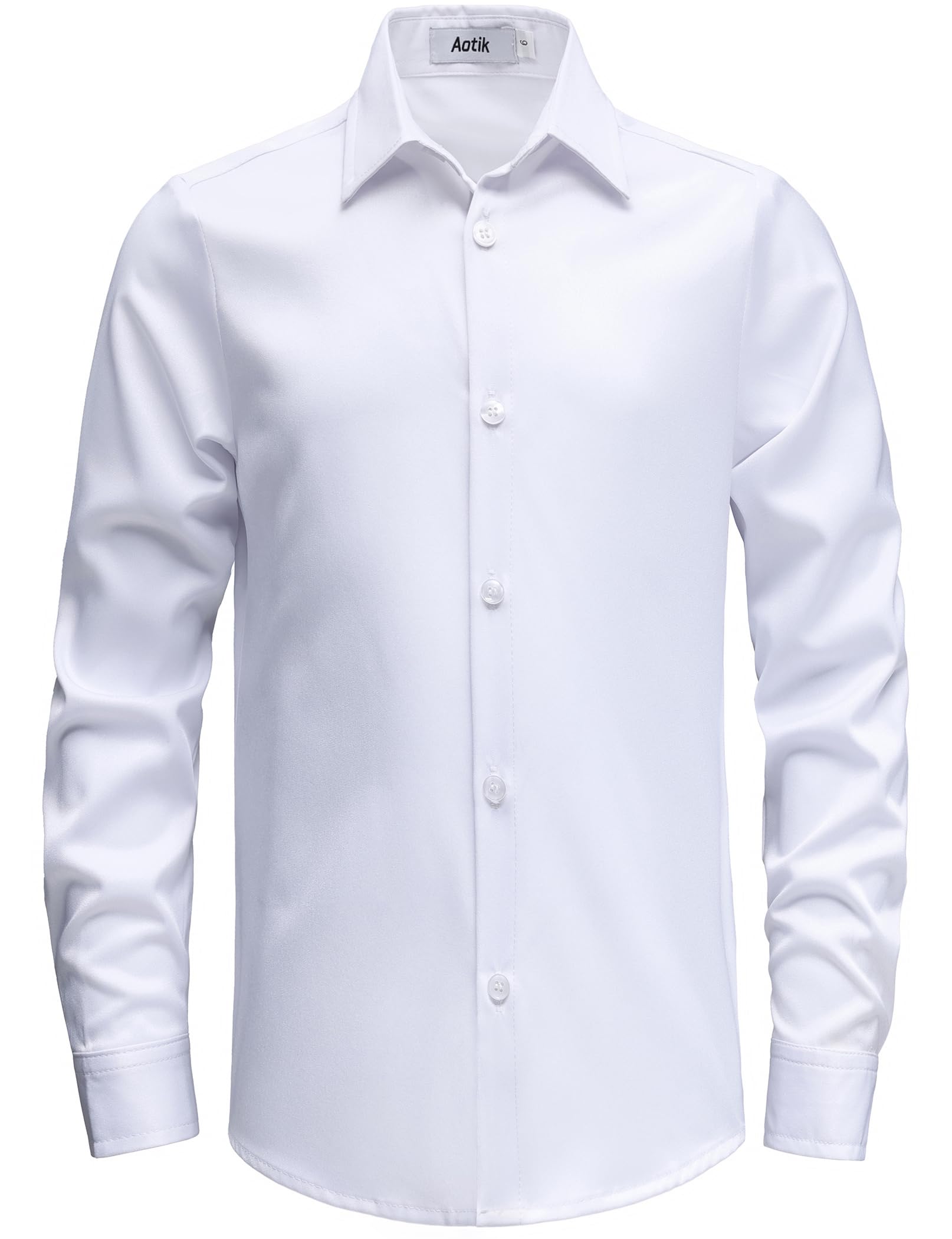 AOTIK Boys Stretch Wrinkle Free Dress Shirt Long Sleeve Button Down Shirt | Kids