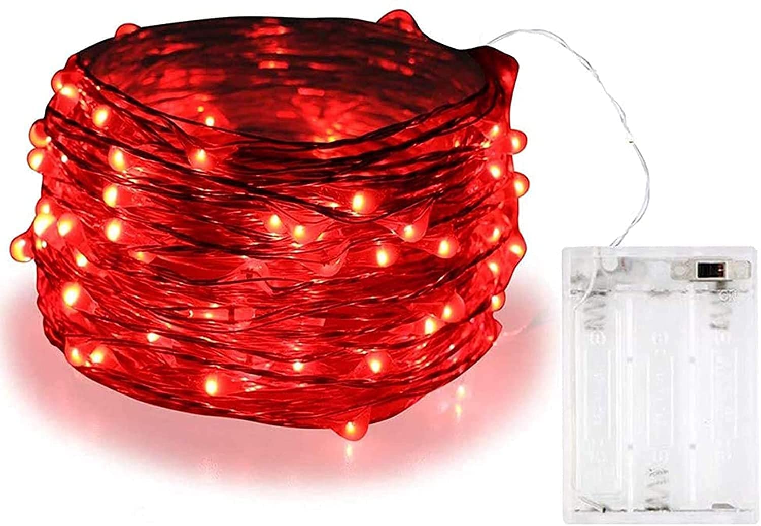 BOLWEO Battery Powered Fairy String Lights, 3M 30LEDs,Red Ambiance Lighting for 