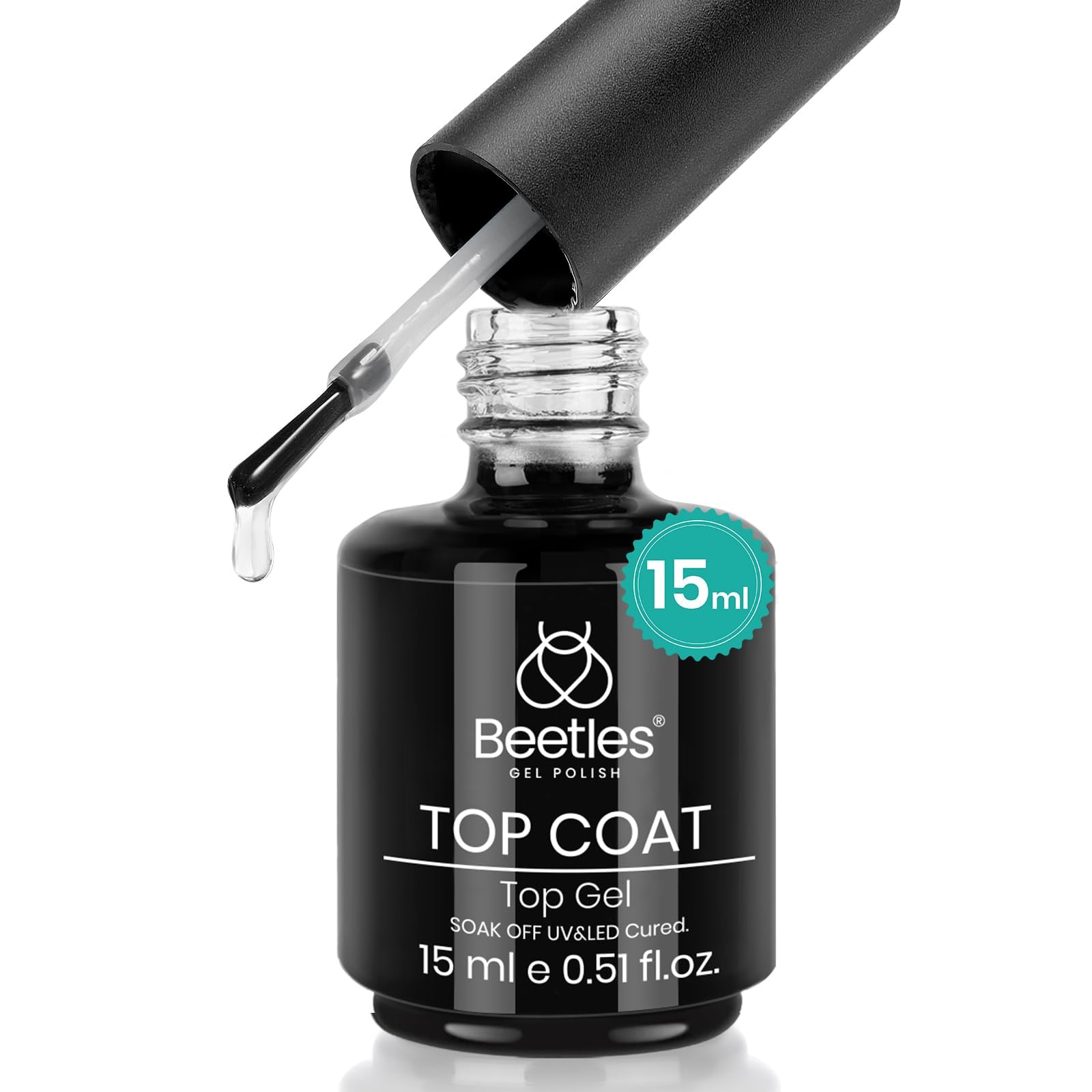 Beetles Gel Polish No Wipe Glossy Gel Top Coat Long Lasting 1Pcs 15ml | Clear To