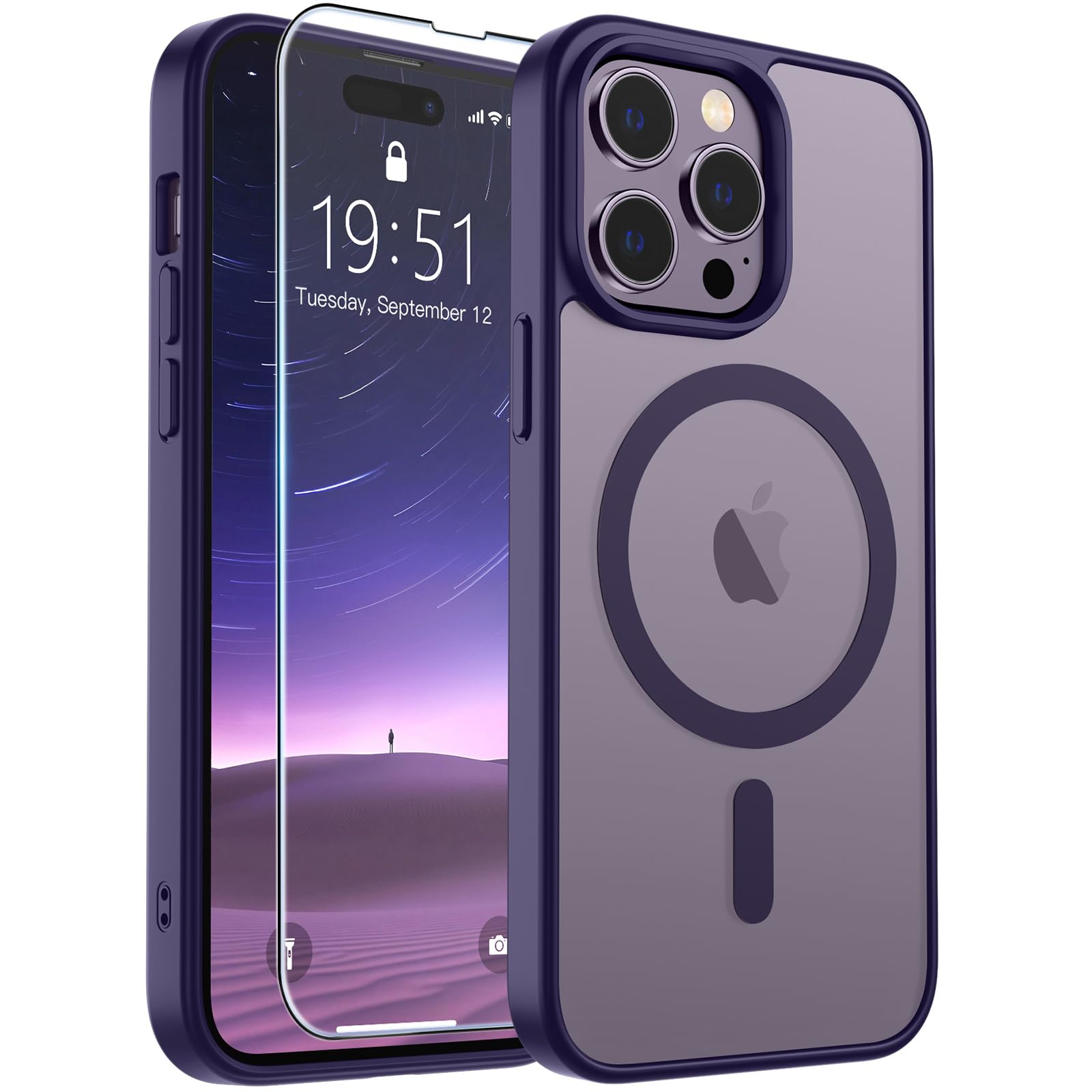 SUPFINE Magnetic for iPhone 14 Pro Max Case Dark Purple
