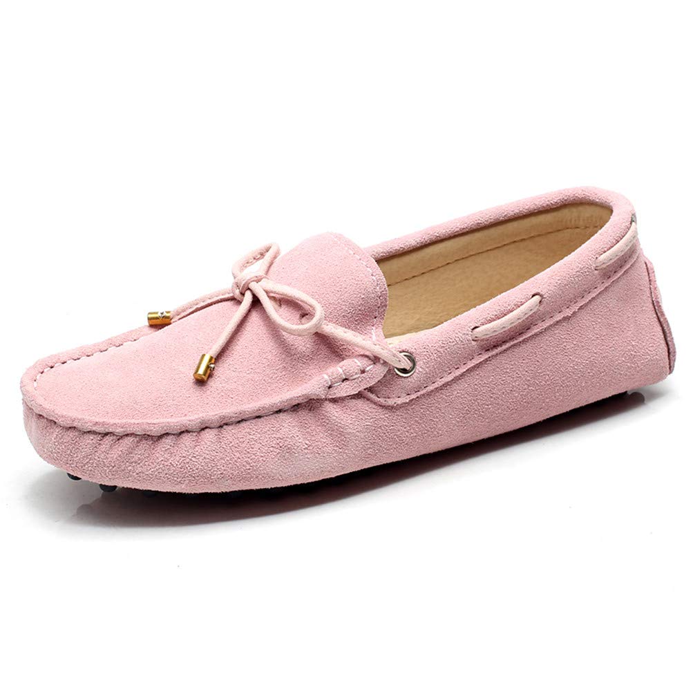Women's Classic Suede/Fabric Bow Tie Penny Loafers Comfort Handmade Slipper Mocc