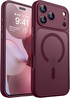 CANSHN Magnetic Shockproof for iPhone 18 Pro Max Case, Burgundy Red | Full Camera Protection, Compatible with MagSafe, Translucent Matte, Military-Grade Protection, Scratch Resistant, Slim Fit