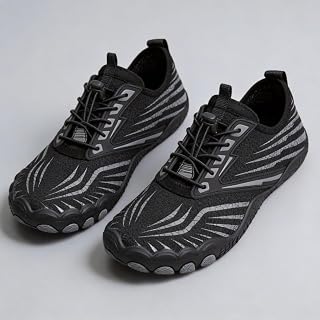 Outdoor Sports Water Shoes for Men Women - Lightweight Quick Dry Flip Flops for Swimming Diving Hiking Fitness - Breathable Trekking Shoes for Water Activities, Black Grey, 15 Women/13 Men