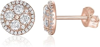 PAVOI 14K Gold Plated Round Cluster CZ Simulated Diamond Stud Earrings