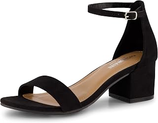 CUSHIONAIRE Alba Women's Mid Block Heel Dress Shoes Ankle Strap Open Toe Heeled Sandals with Comfort Memory Foam