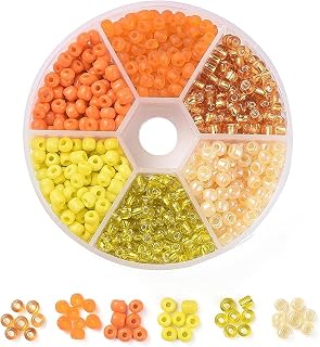 600pcs/box 6/0 Glass Beads for Jewelry Making 4mm Small Round Crystal Beads Loose Spacer Beads for Bracelet Earrings Necklace Sewing Accessories, Yellow