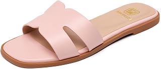 Sandali piatti da donna eleganti e comodi, alla moda, quadrati, con punta aperta, senza lacci, sandali da spiaggia per l'estate