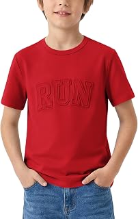 Haloumoning Maglietta a maniche corte per bambini, estiva, casual, girocollo, alla moda, 5-14 anni