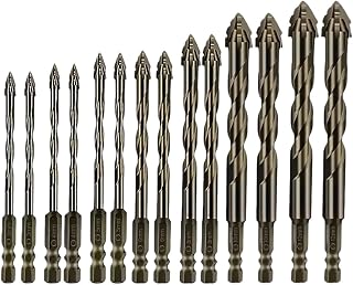 Tungsten Carbide Drill Bits Set of 14 High Efficiency Four-Blade Eccentric Drill Bits with Hex Shank and Spiral Flute for Precision Drilling and Extreme Resistance to