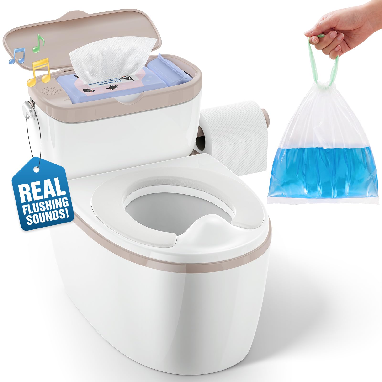 Basece Toddler Potty Training Toilet with Detachable Training Seat, Brown | Real