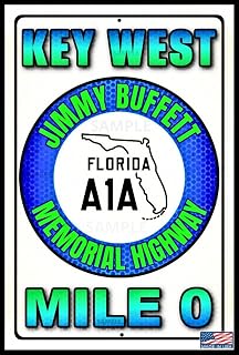WORLD'S GREATEST SIGNS! KEY WEST MILE 0! 8"x12" Metal Made In The USA! Tiki Bar Sign Happy Hour Lounge Pub Pool Hot Tub Beach Decor