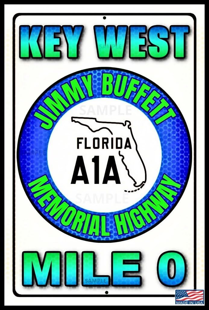 WORLD'S GREATEST SIGNS! KEY WEST MILE 0! 8"x12" Metal Made In The USA! Tiki Bar 