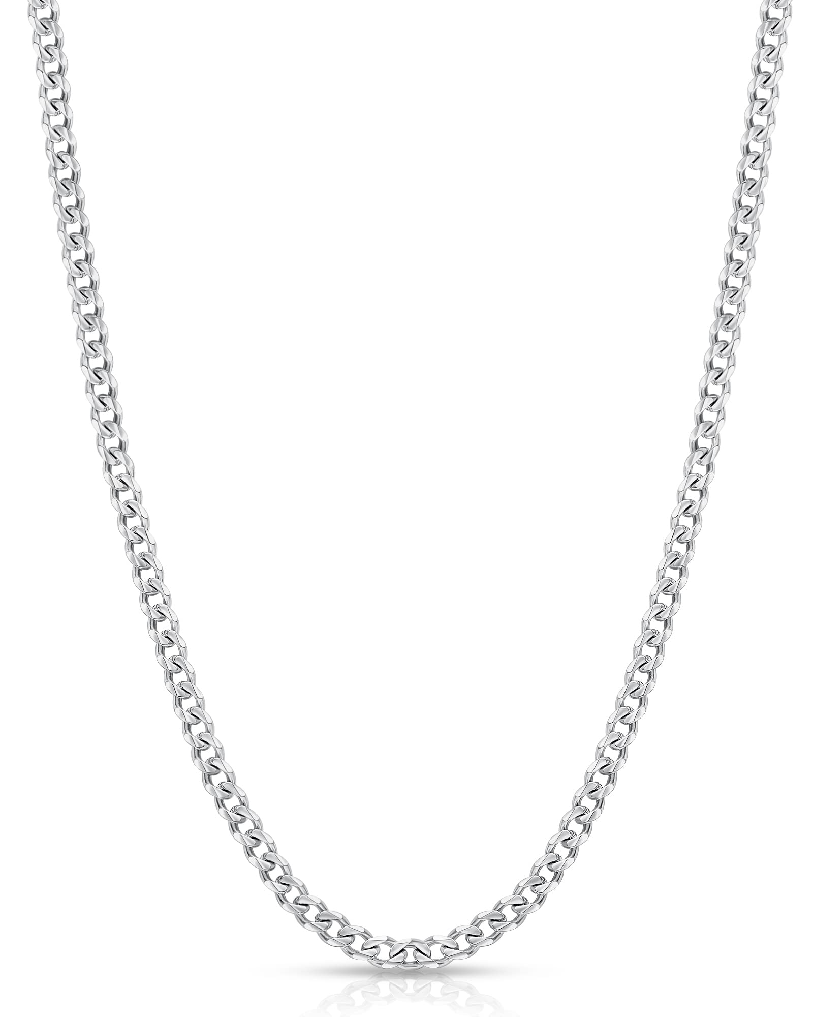 Fiusem 3.5mm Cuban Link Chains for Men Women, Stainless Steel Necklace | Silver 