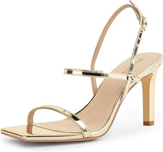 Modatope Womens Sandals Open Toe Strappy Sandals Ankle Strap High Heel Sandals for Women, A-gold
