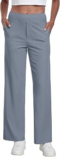 GRECERELLE Palazzo Women's Elegant Loose Wide Leg Elastic Waist Pants with Pockets