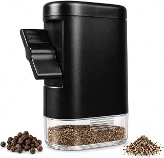 Black Pepper Mill and Pepper Grinder - Adjustable Manual Ceramic, Crank | Refillable Peppercorn Salt and Pepper Grinder, Adjustable Coarseness, Clear Base for Measuring, Easy to Fill - PepperMate