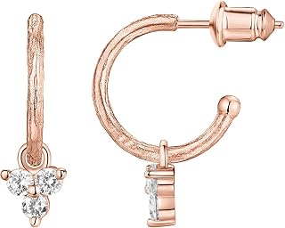 PAVOI Huggie Earrings for Women, 925 Silver, Rose Gold, Size 12 Millimeters