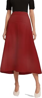 Jild A-Line Leather Skirts for Women - Casual High Waist Midi Length Skirt
