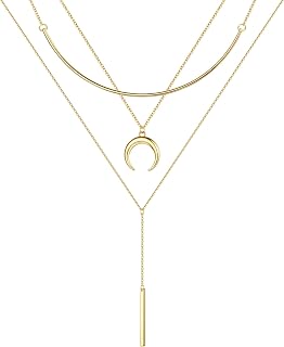 Turandoss 14K Gold Plated Layered Necklace for Women Jewelry Gift