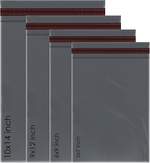 100 Assorted Mixed Grey Mailing Poly Postal Self Seal Bags 4 Sizes 25 from Each iSOUL Extra Small to Large Postage Packaging Assorted Mailers Posting Shipping Post Parcels Package Bags
