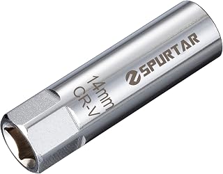 Spurtar 14mm Spark Plug Socket 12-Point Thin Wall 3/8" Drive Spring Clips | Spring Clips, Spark Plug Removal Tool, Cr-V Steel Wrench, Compatible with BMW, Mercedes, Nissan, Mini Motorcycle, Car, SUV