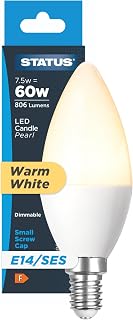 Status 8W Candle LED SES E14 Small Screw Cap Opal Warm White | Equivalent to 60W, Dimmable
