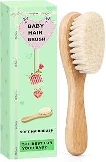 Molylove Baby Hair Brush, Wooden Goat Bristles Hair Brush for Newborns &amp; Toddlers, Ideal for Cradle Cap, Perfect Baby Registry Gift, Hypoallergenic, 1 Count