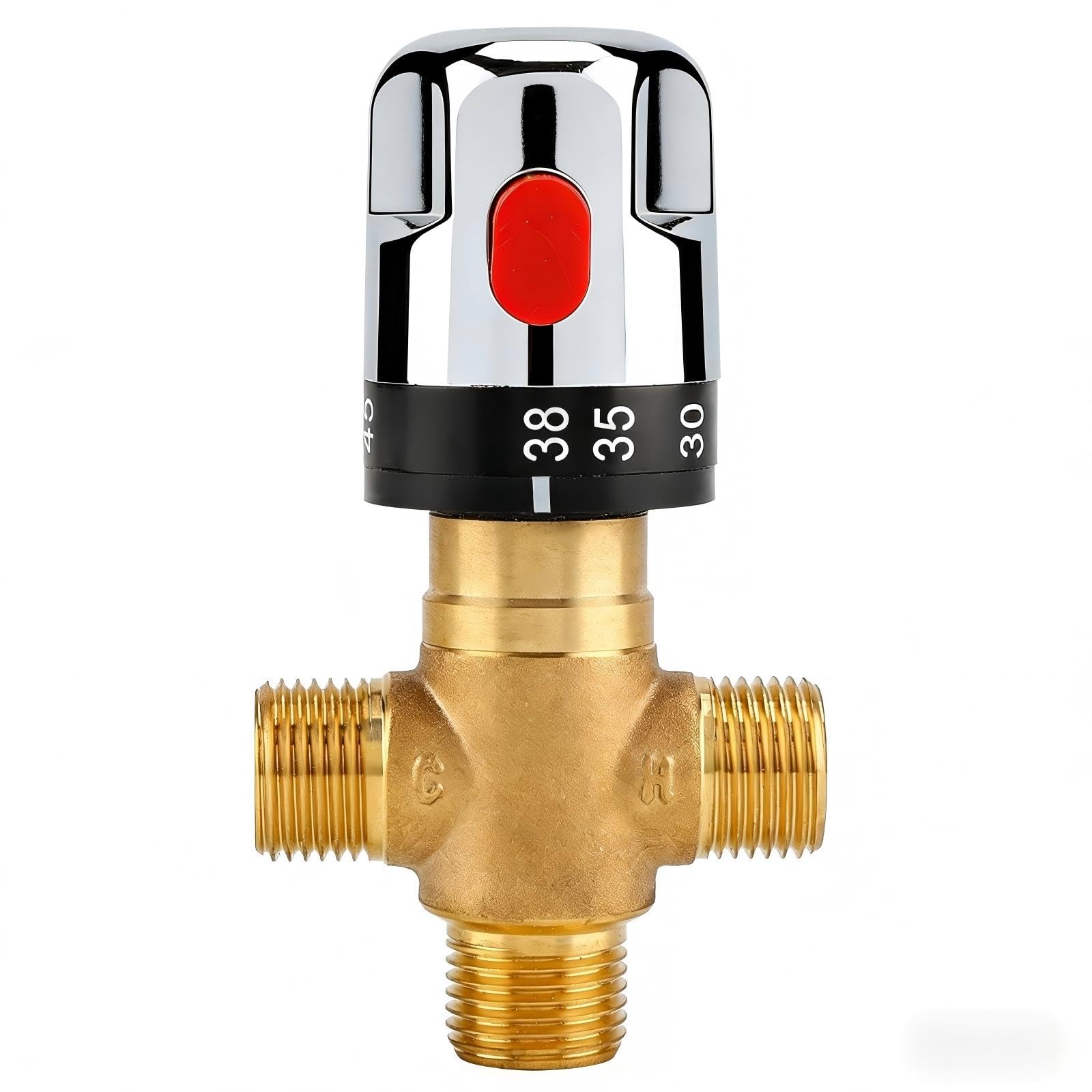 Eatbuy G1/2 Thermostatic Mixing Valve with 1/2 Npt Thread, Solid Brass Water Mix