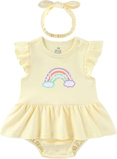 Baby Girl Clothes Summer Ruffled Sleeve Romper Dresses Infant Outfit Set