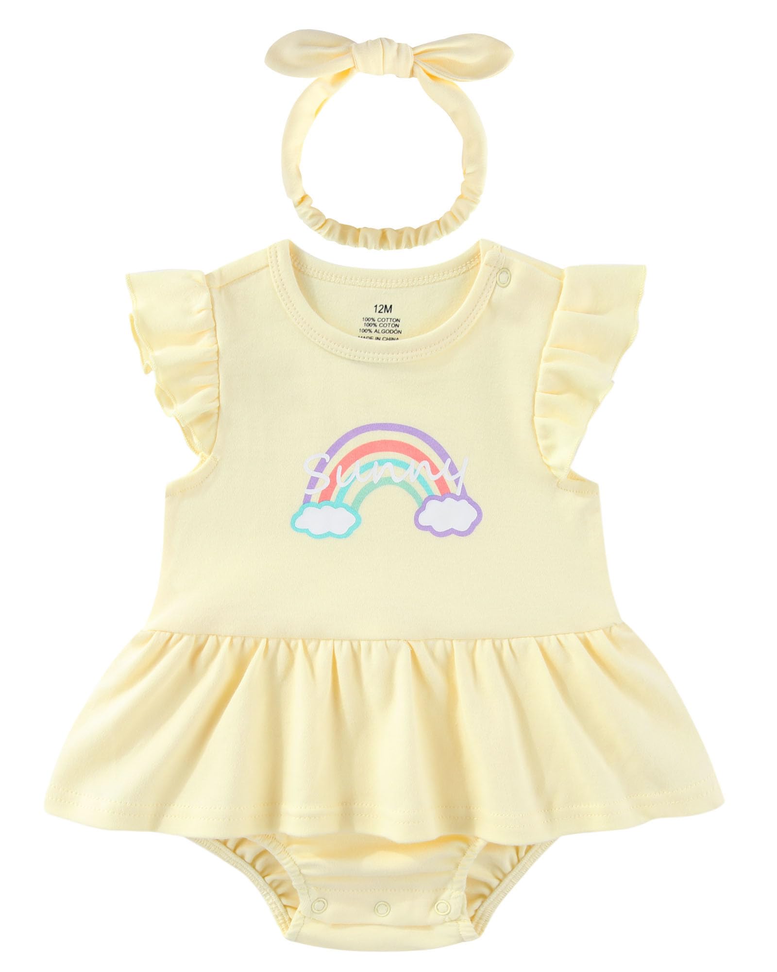 Baby Girl Clothes Summer Ruffled Sleeve Romper Dresses Infant Outfit Set
